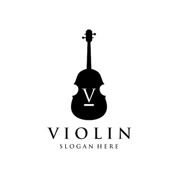 Vetor design de modelo de logotipo de instrumento depenado de violino e violino com ilustração vetorial