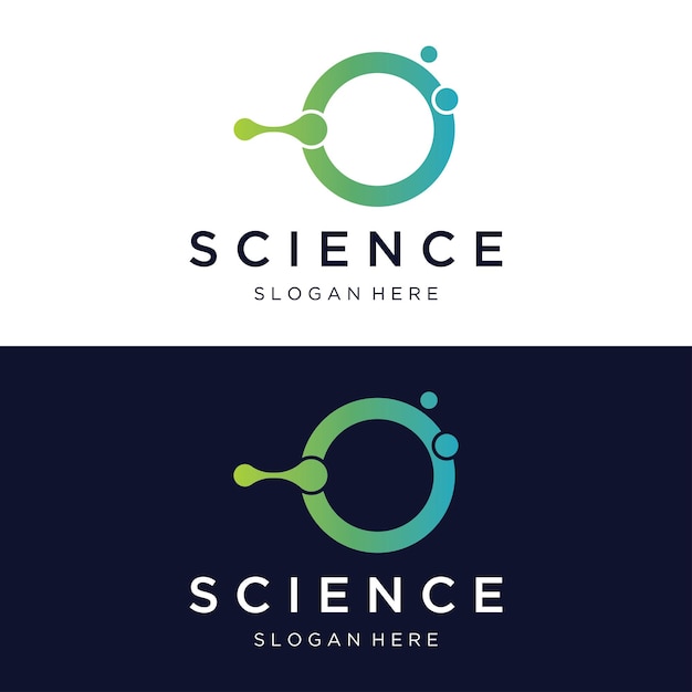 Vetor design de modelo de logotipo de laboratório de ciências com bolha de molécula com conceito modernologo para ciência de laboratório de negócios