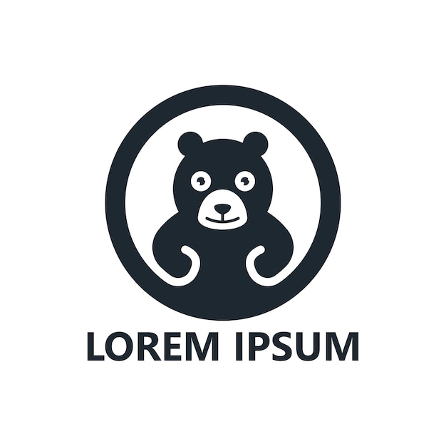 Design de modelo de logotipo de ursinho