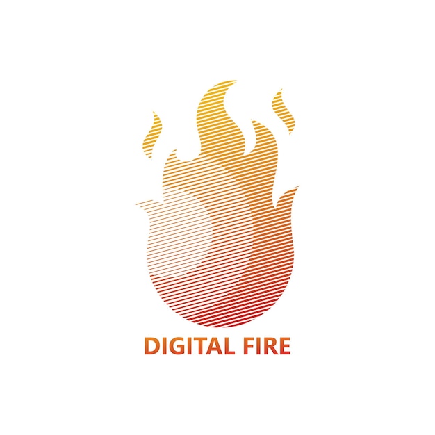 Design de modelo de logotipo digital fire