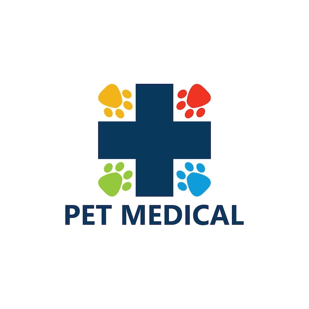 Vetor design de modelo de logotipo médico para animais de estimação