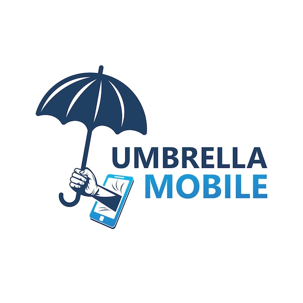 Design de modelo de logotipo móvel guarda-chuva