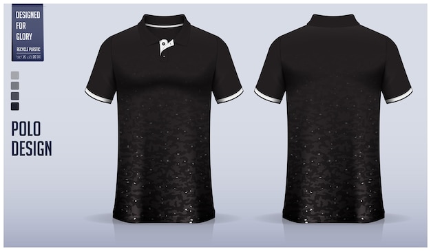 Design de modelo de maquete de camisa polo com padrão de camuflagem preta