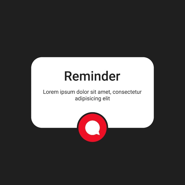 Vetor design de modelo de maquete de interface de notificação de lembrete de tela de smartphone com fundo transparente