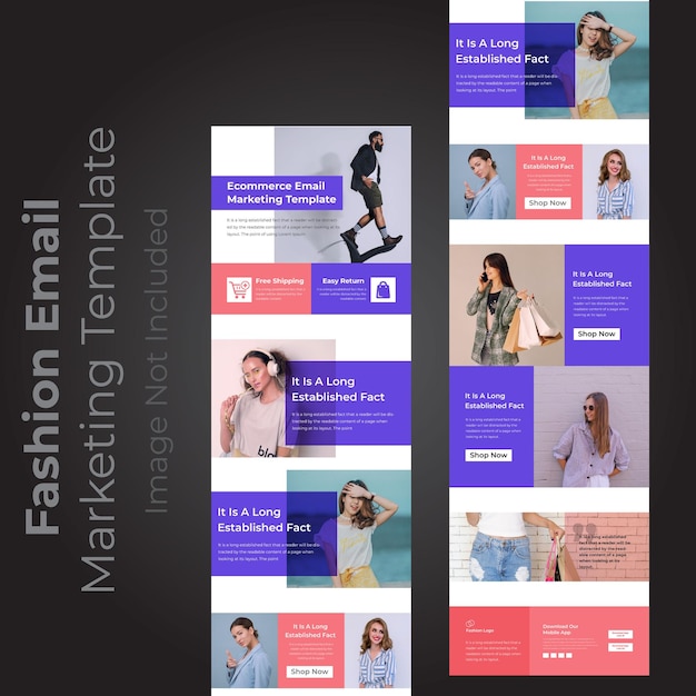 Design de modelo de marketing por e-mail de serviço de moda multiuso colorido