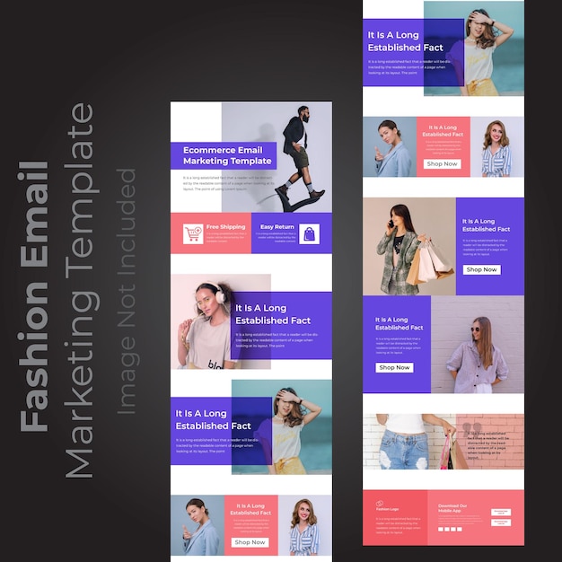 Vetor design de modelo de marketing por e-mail de serviço de moda multiuso colorido
