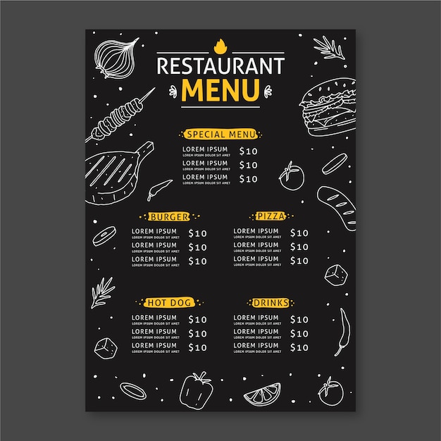 Design de modelo de menu de restaurante