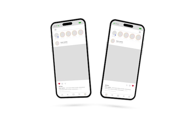 Design de modelo de mídia social de maquete do instagram com dois telefones celulares