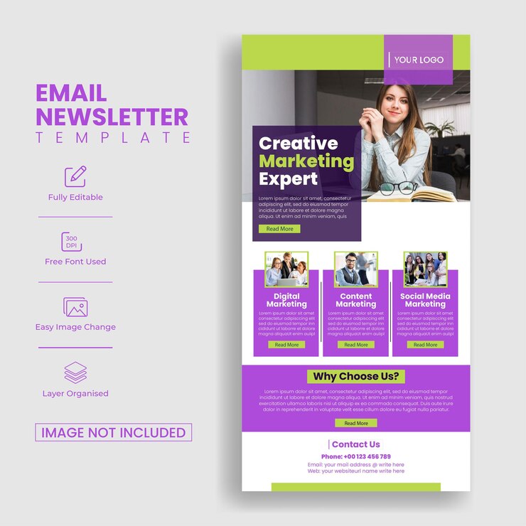 Vetor design de modelo de newsletter de e-mail de marketing empresarial corporativo