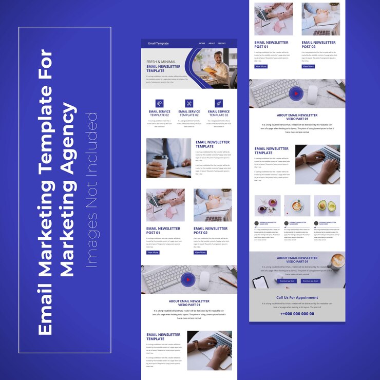 Design de modelo de newsletter de marketing por e-mail multiuso