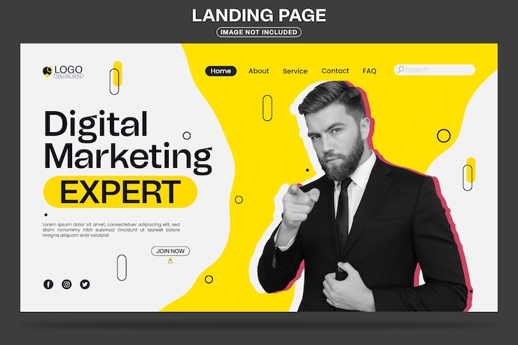 Design de modelo de página de destino de negócios de especialista em marketing digital