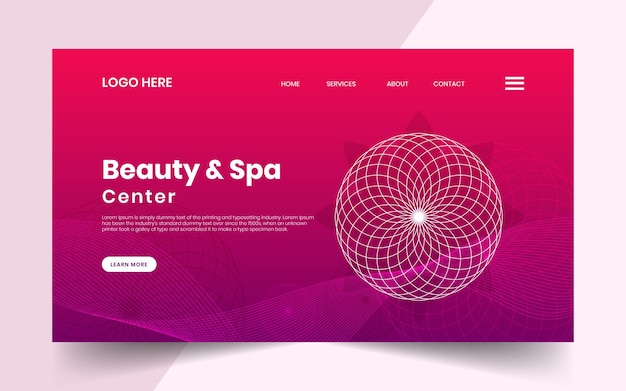 Vetor design de modelo de página de destino de site de banner de fundo moderno colorido de beleza e spa