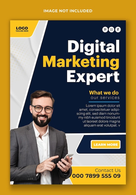 Design de modelo de panfleto de marketing digital