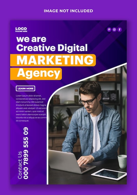 Design de modelo de panfleto de marketing digital