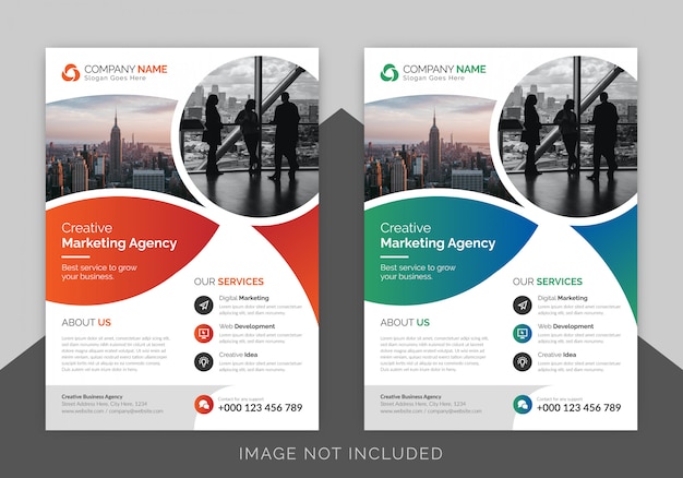 Design de modelo de panfleto de negócios criativos com gradiente de cor