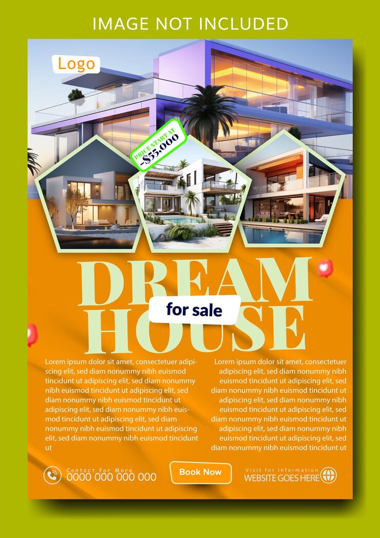 Vetor design de modelo de panfleto promocional de anúncios imobiliários