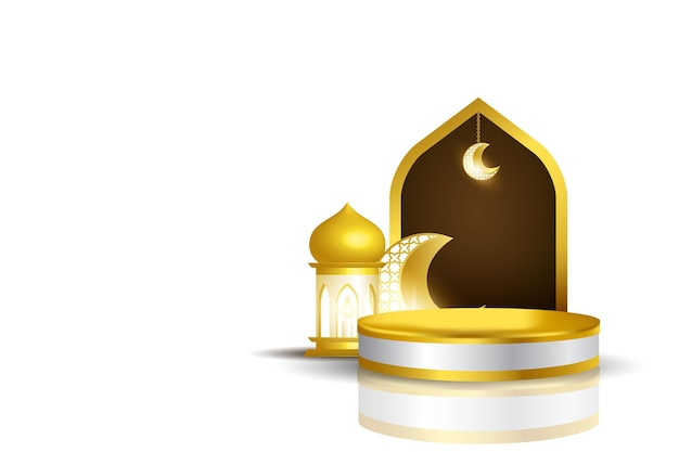 Design de modelo de pódio para exibir o produto com o conceito islâmico ramadan kareem eid mubarak vector