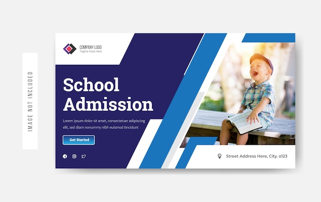 Design de modelo de postagem de mídia social de admissão escolar Vetor Premium