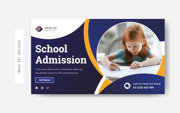 Design de modelo de postagem de mídia social de admissão escolar Vetor Premium