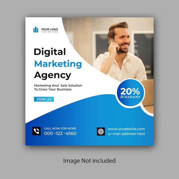 Vetor design de modelo de postagem de mídia social de agência de marketing digital para anúncios