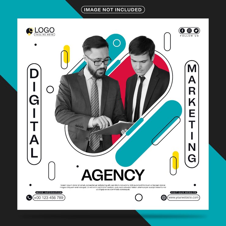 Design de modelo de postagem de mídia social de negócios de agência de marketing digital