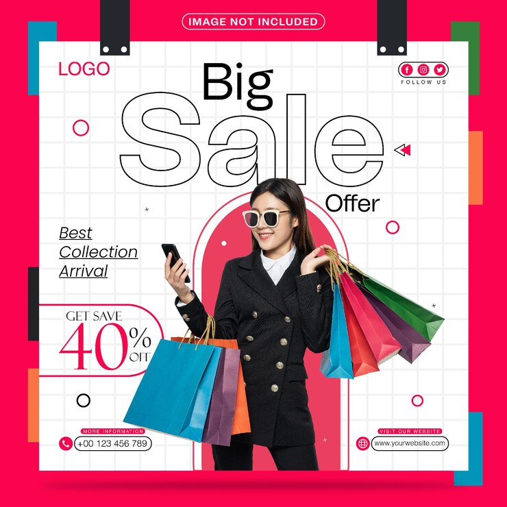 Design de modelo de postagem de mídia social de oferta de grande venda