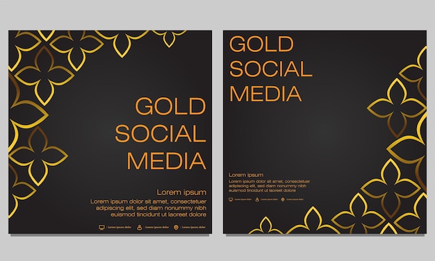 Design de modelo de postagem de mídia social floral dourado