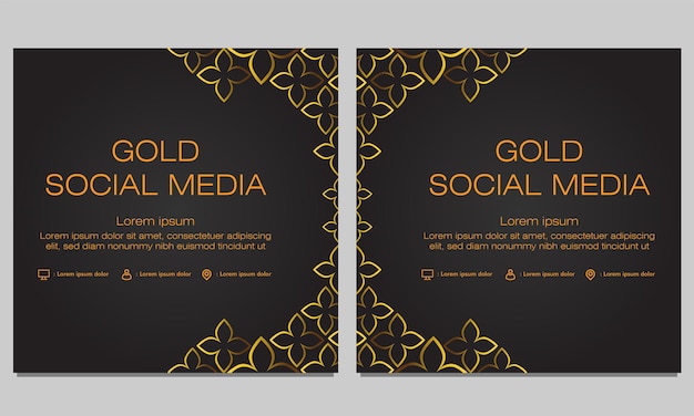 Design de modelo de postagem de mídia social floral dourado