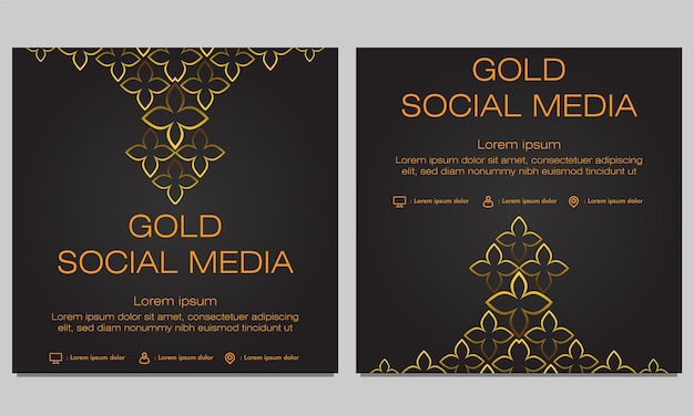 Design de modelo de postagem de mídia social floral dourado