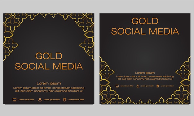 Design de modelo de postagem de mídia social floral dourado