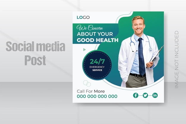 Design de modelo de postagem de mídia social médica moderna e criativa ou banner promocional do instagram