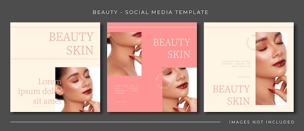 Vetor design de modelo de postagem de mídia social minimalista de spa de pele de beleza, quadrado de vetor de banner de promoção de evento
