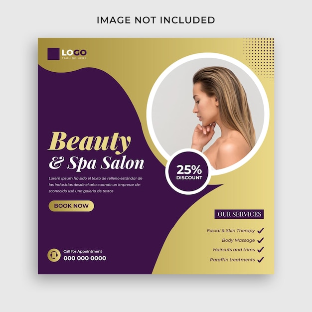 Design de modelo de postagem de mídia social ou Instagram de beleza e spa