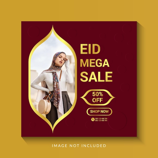 Vetor design de modelo de postagem do instagram de mega venda eid