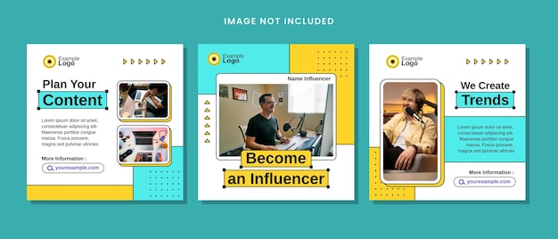 Design de modelo de postagens de mídia social de influenciadores d