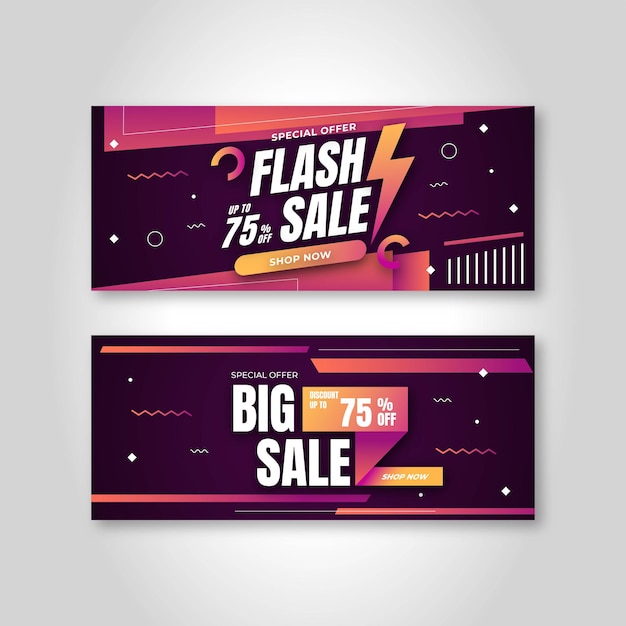 Design de modelo de promoção de negócios de banner de venda em flash vetor premium