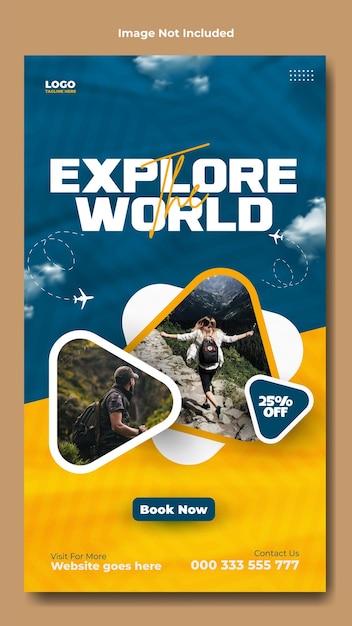 Design de modelo de publicidade de histórias de viagens