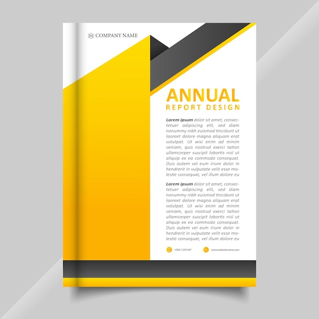 Vetor design de modelo de retângulo de panfleto de relatório anual de negócios preto e amarelo