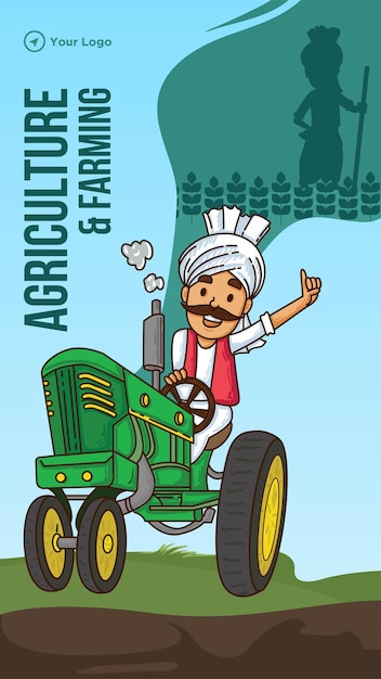 Design de modelo de retrato de agricultura e agricultura