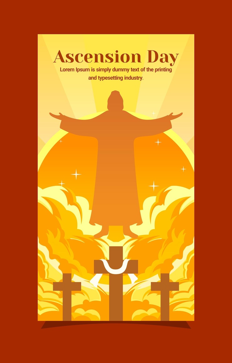 Vetor design de modelo de tamanho de história com o tema da ascensão do dia de jesus design premium