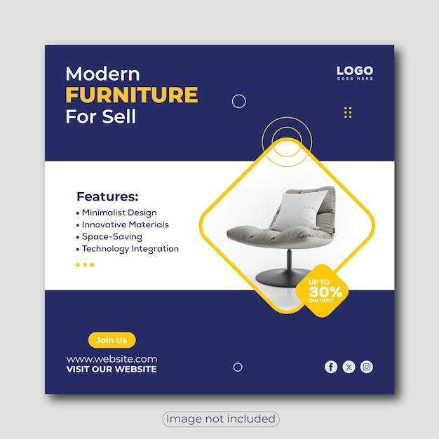 Vetor design de modelo de venda de móveis para fb ou outras redes sociais