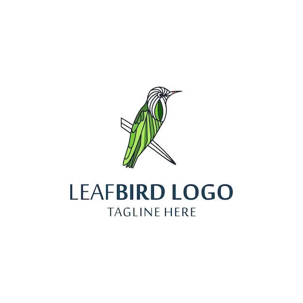 Design de modelo de vetor de design de logotipo leafbird