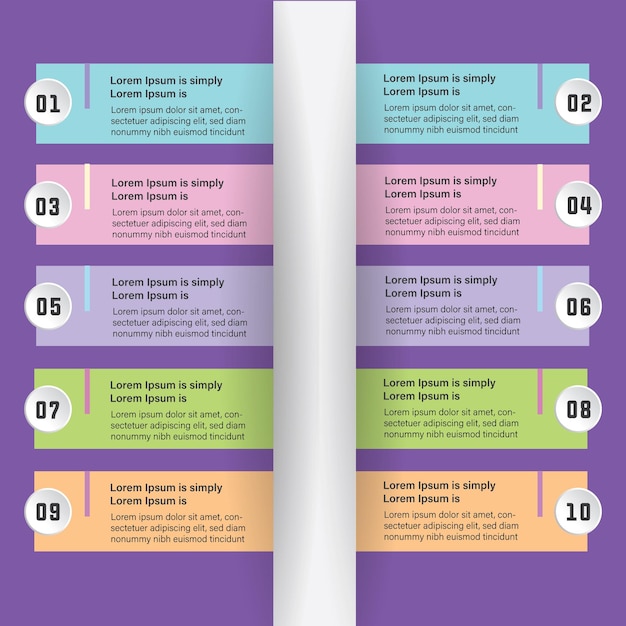 Vetor design de modelo infográfico de apresentação com ícones e círculos. conceito de negócio com dez opções