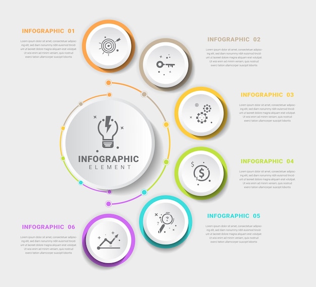 Design de modelo infográfico de círculo redondo com ícone plano