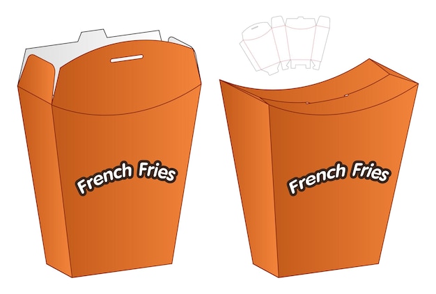 Vetor design de molde recortado de embalagem para caixa de batatas fritas para alimentos
