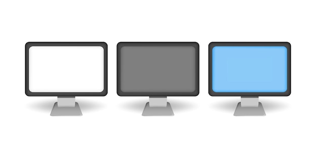 Vetor design de monitor de tela de desktop de desenho 3d com fundo de cor branca. ilustração vetorial