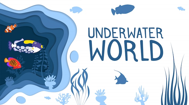 Design de mundo subaquático com peixes de recife de coral