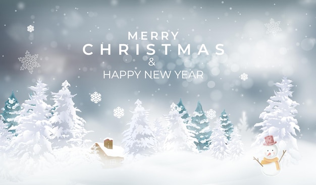 design de natal e ano novo em fundo nevado