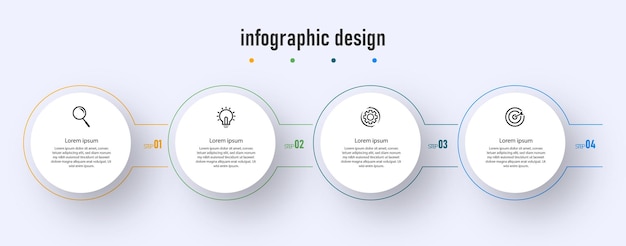 Design de negócios de linha de tempo circular de modelo infográfico