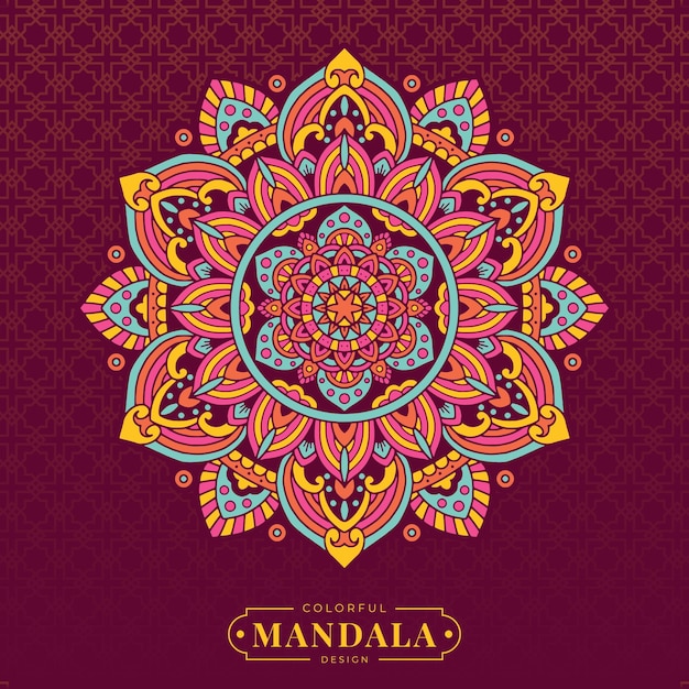 Design de ornamento islâmico mandala colorida